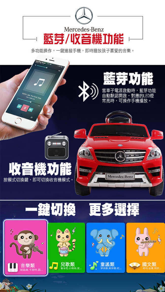 TECHONE MOTO6 仿真跑車 BENZ ML350充電版電動搖控雙驅童車/汽車