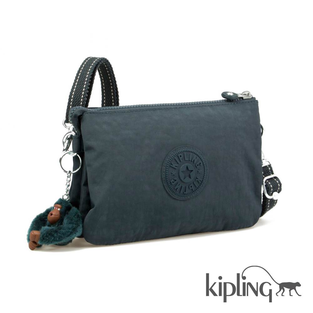 Kipling 斜背包 孔雀藍素面-小