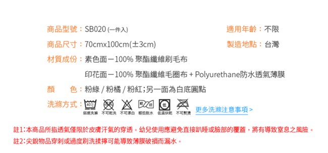 COTEX 可透舒 圓點毛巾絨防水透氣超柔尿墊 粉綠1入