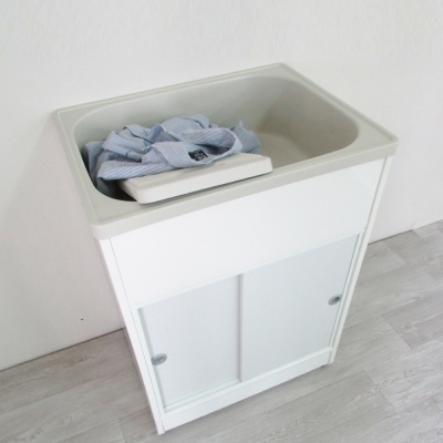 Amos-精緻櫥櫃型洗衣槽附洗衣板(單槽)W62.3*D48*H84 CM
