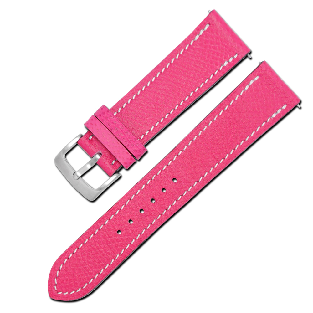 Watchband / HERMES 愛馬仕-法國進口柔軟替用真皮錶帶-桃紅色