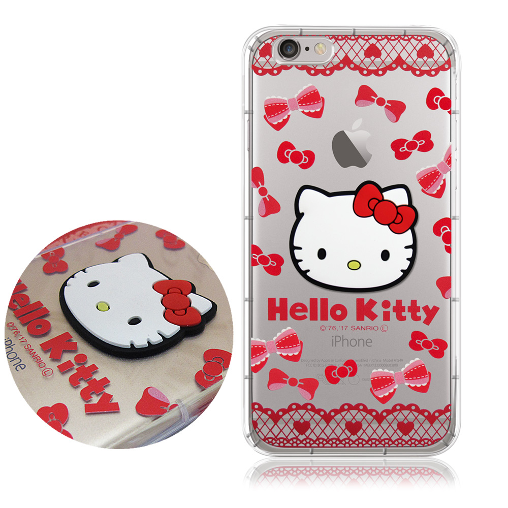 正版授權Hello Kitty iPhone 6s Plus立體大頭空壓手機殼(蕾絲凱蒂)