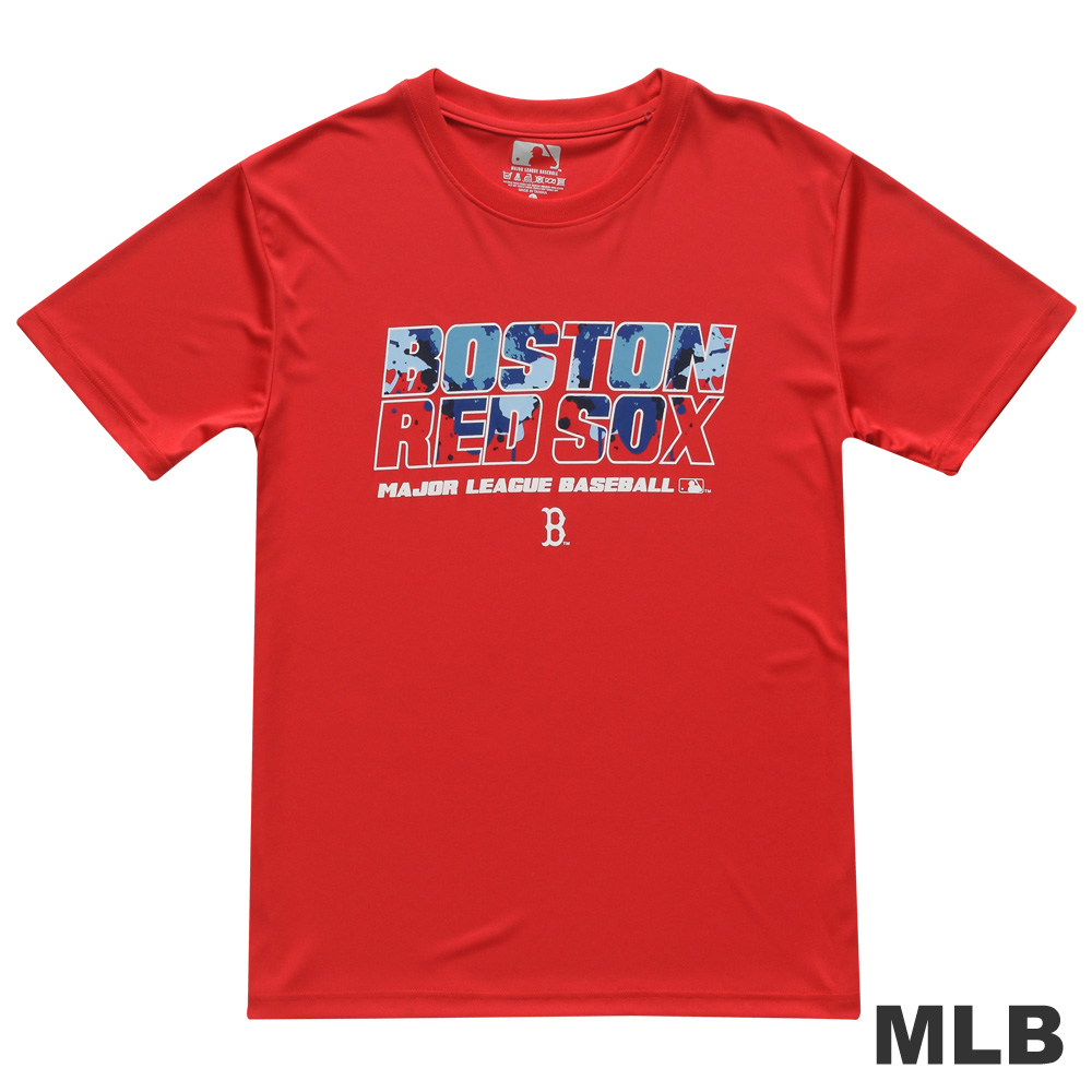 MLB-波士頓紅襪隊圖文遮色短袖快排T恤-紅(男)