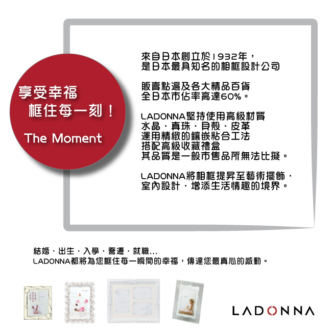 日本 LADONNA AVANTI素面弧形8x10相框 ( DF01-06-BR )