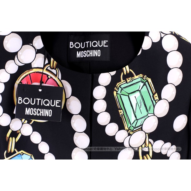 BOUTIQUE MOSCHINO 黑色珠寶圖印長袖外套