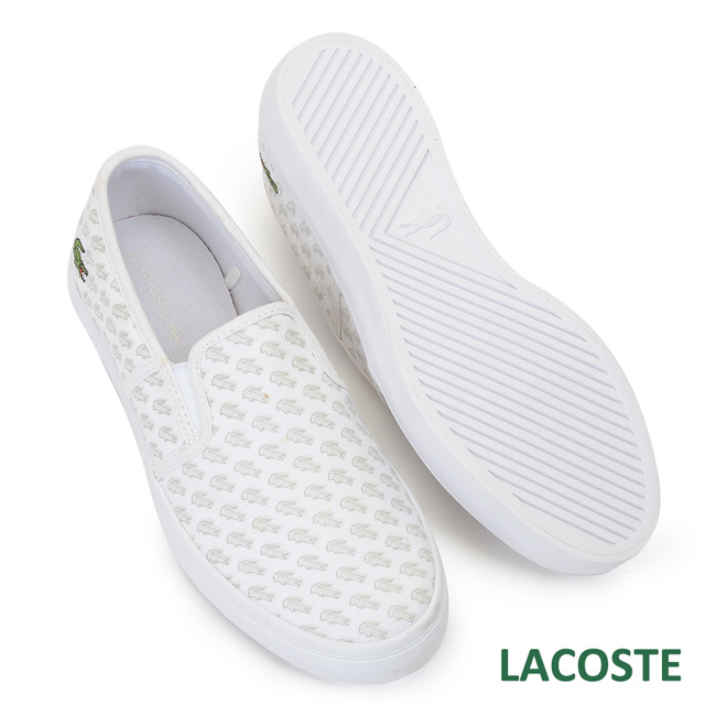 LACOSTE 女用休閒/懶人鞋-白