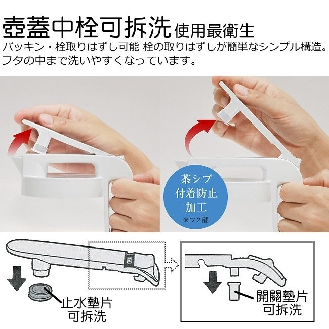 日本ASVEL單手操控2100cc可倒放非玻璃冷水壺(粉紅)