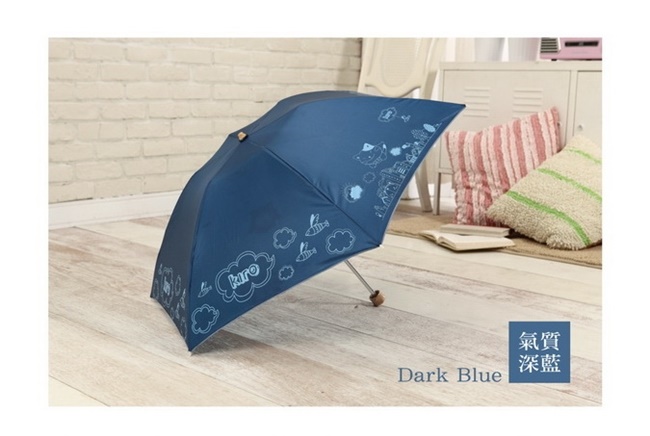 LIVESTYLE(深藍色)限量晴天貓物語雙層傘布隨身傘