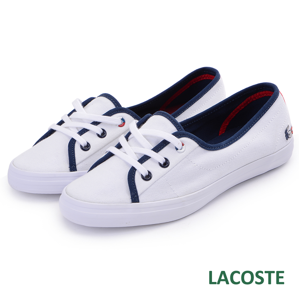 LACOSTE 女用帆布休閒鞋-白色