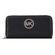 MICHAEL KORS 銀字LOGO皮革拉鍊長夾(黑) product thumbnail 1