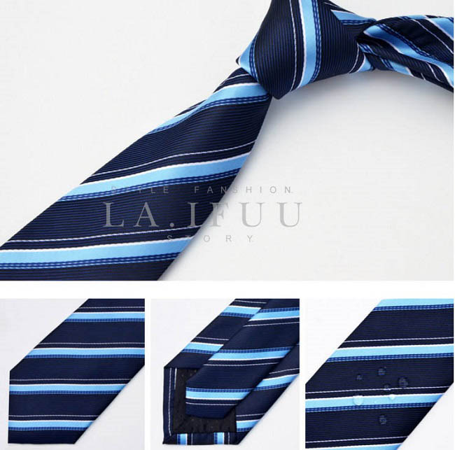 拉福 領帶防水領帶帥意7cm領帶拉鍊領帶(藍斜)