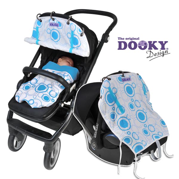 荷蘭Dooky 抗uv萬用嬰兒車遮陽罩/ 藍色圈圈