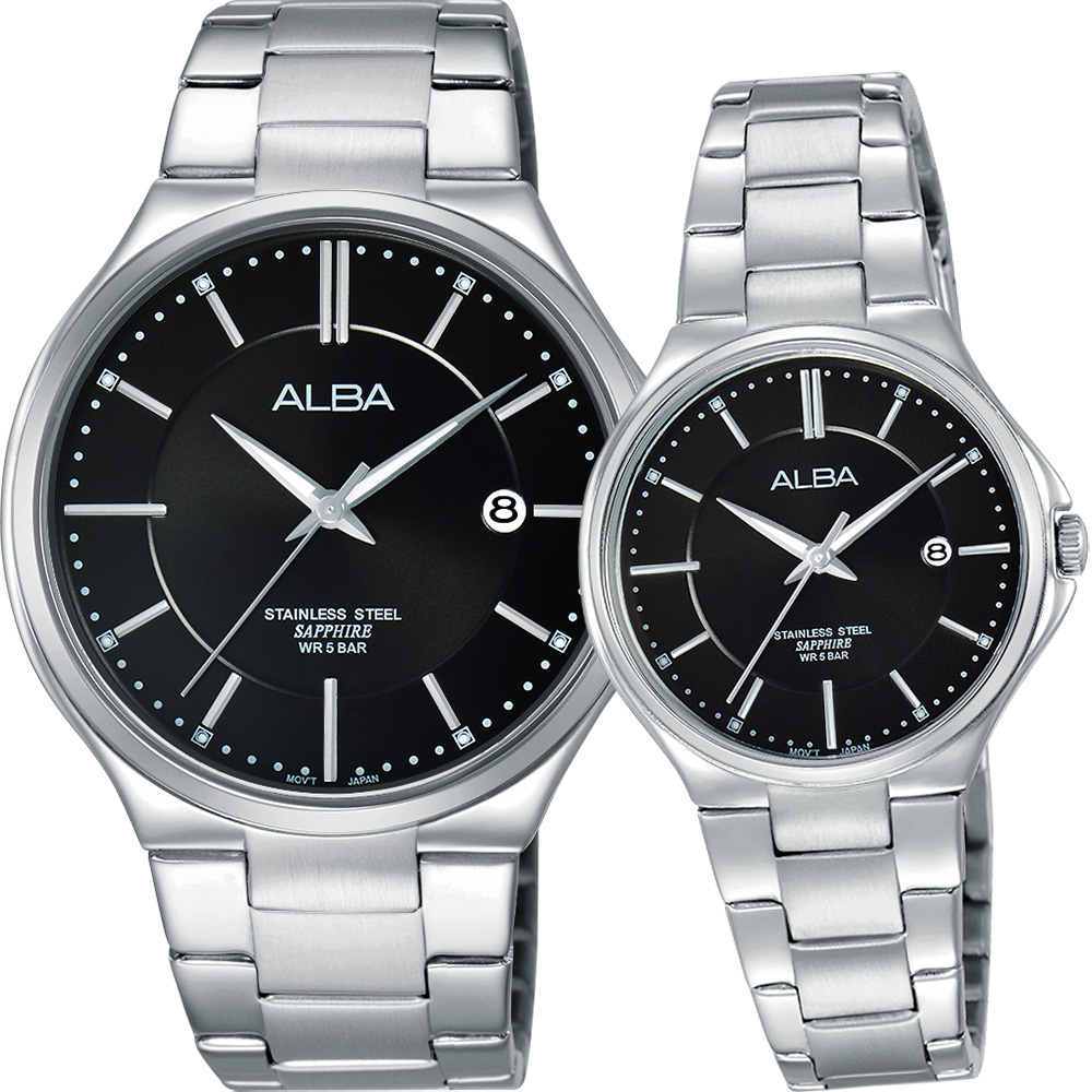 ALBA 玩轉時尚東京石英對錶(AS9B45X1+AH7J65X1)-黑