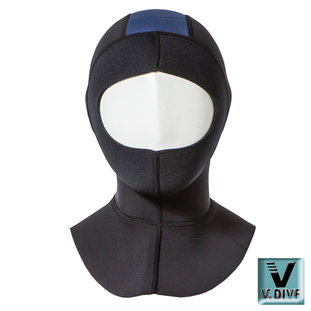 V.DIVE 威帶夫logo款高彈力3D潛水帽 黑藍黑