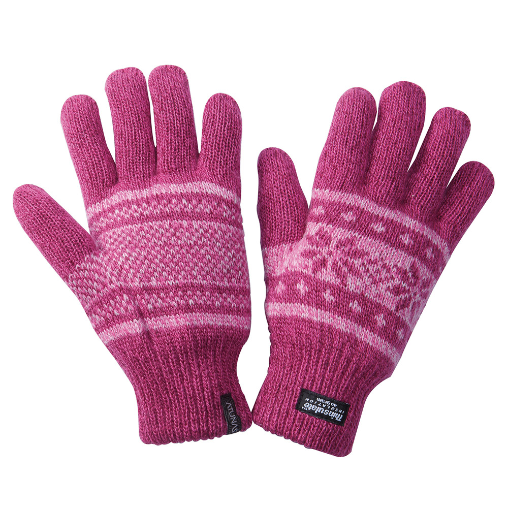【ATUNAS 歐都納】聖誕版 3M保暖手套 A-A1236 桃紅色系