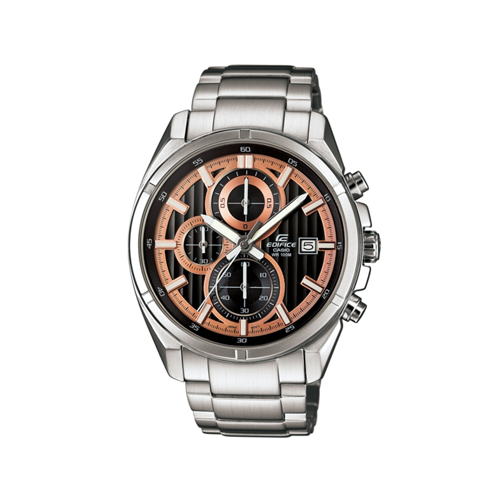 EDIFICE 延續經典賽車時尚魅力計時腕錶(EFR-532D-1A5)-黑x玫瑰金/43mm