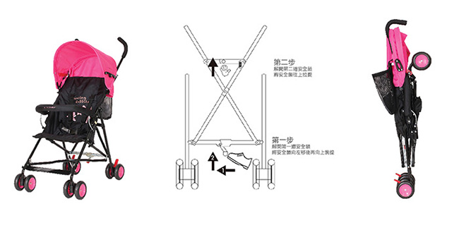 (美國 L.A. Baby) 亮彩輕便嬰兒手推車(浪漫粉)