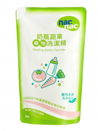 nac nac 奶瓶蔬果洗潔精700mlx1+補充包600mlx5+旋轉海綿奶瓶刷x1組合