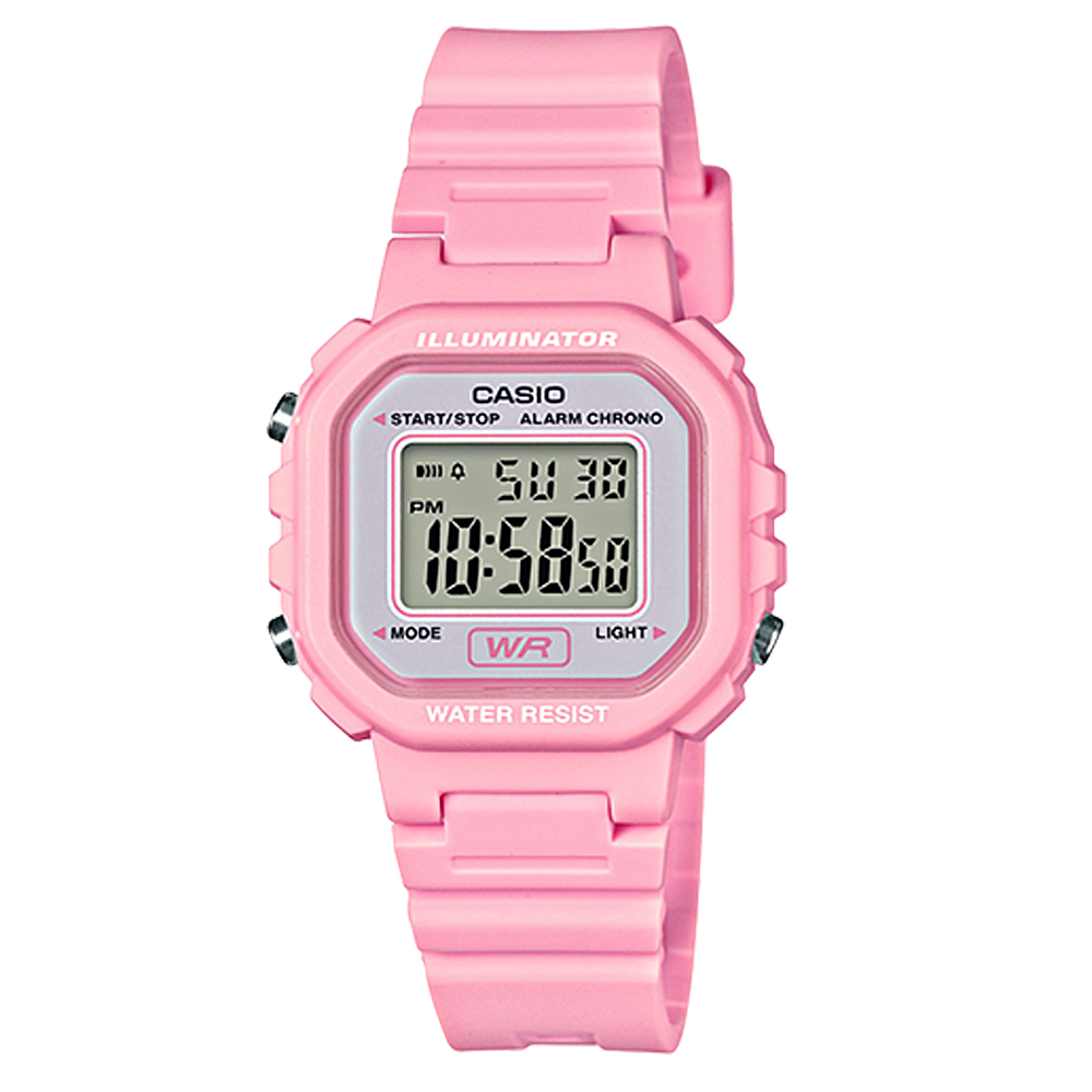 CASIO 粉色炫風方形電子錶(LA-20WH-4A1)-粉紅色/30.4mm