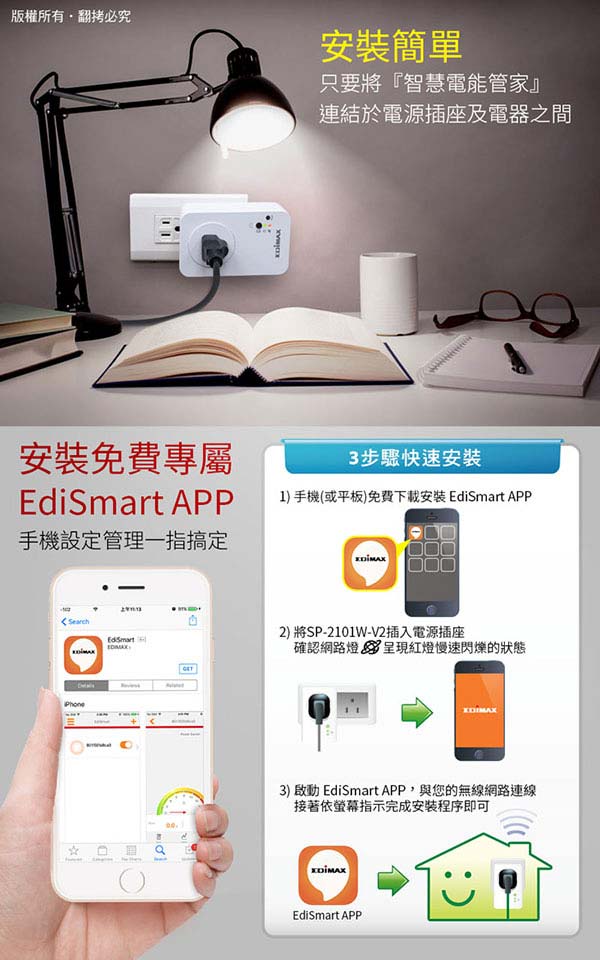 EDIMAX 訊舟 SP-2101W-V2 智慧電能管家(具電錶功能)