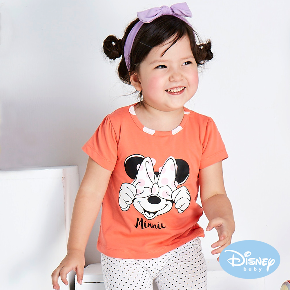 Disney baby 躲貓貓米妮短袖上衣 粉橙