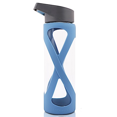 樂扣樂扣 AQUA系列矽膠造型耐熱玻璃水杯510ML-X型藍(8H)