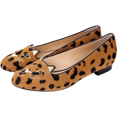 Charlotte Olympia Kitty 鬣狗印花毛質貓咪平底鞋