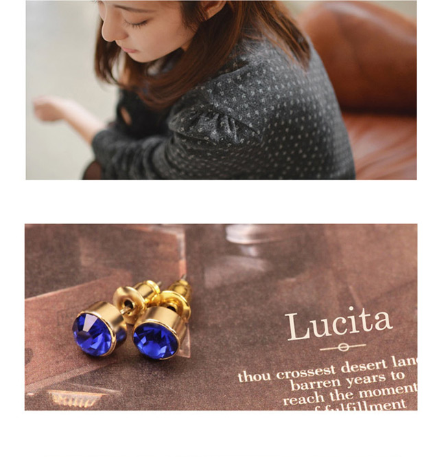 Lucita 耳環 彩鑽金邊耳環 (燦動藍)
