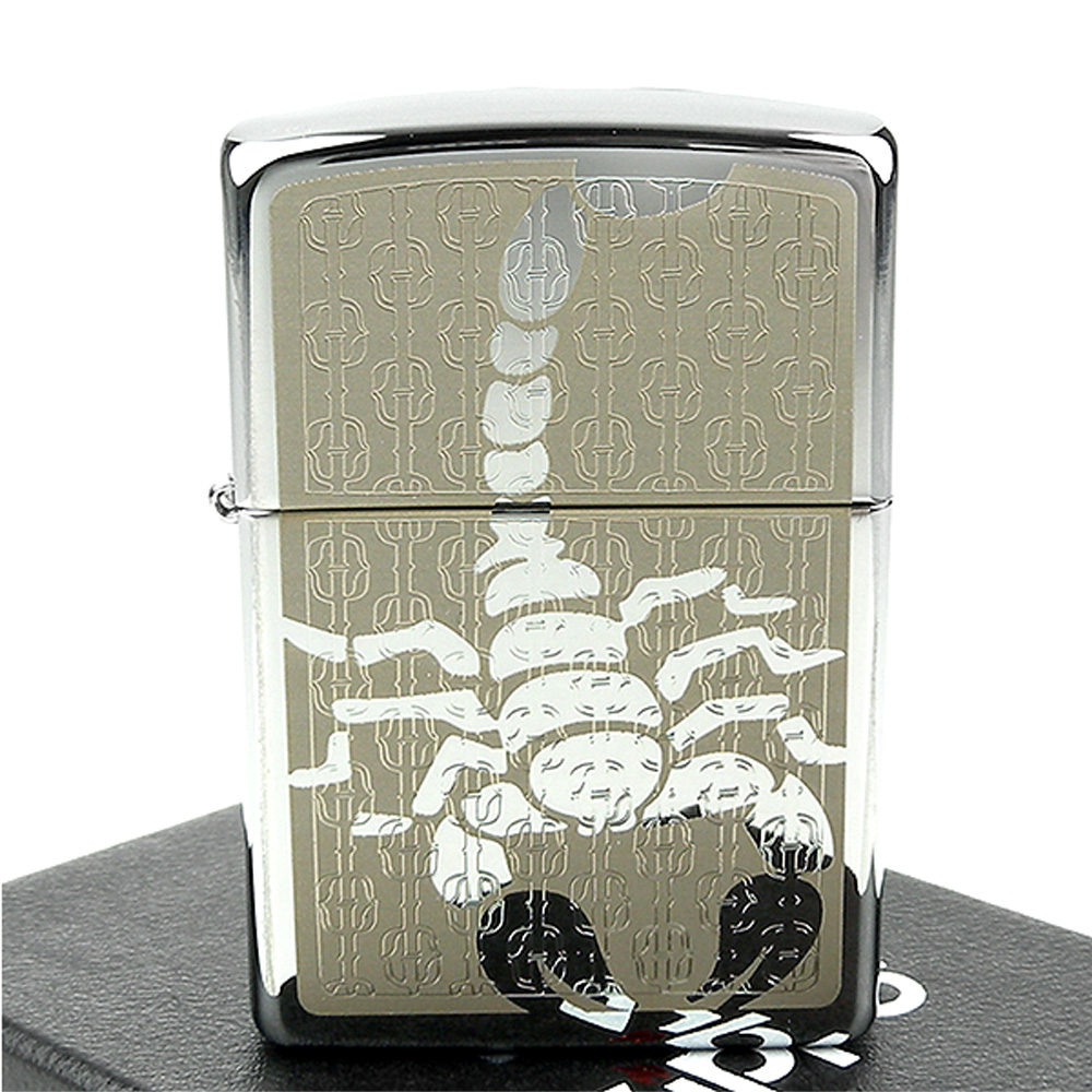【ZIPPO】美系~Hidden Scorpion-雕花蠍子鍍鉻拋光鏡面打火機