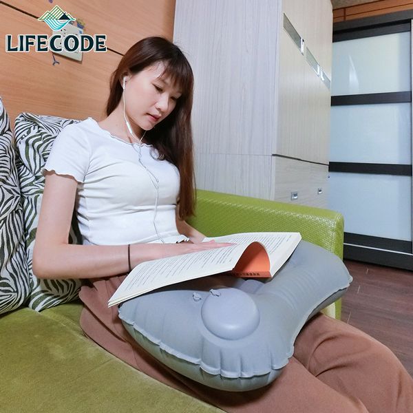 LIFECODE 長型手壓充氣枕/護腰枕(蜜桃絲)-3色可選