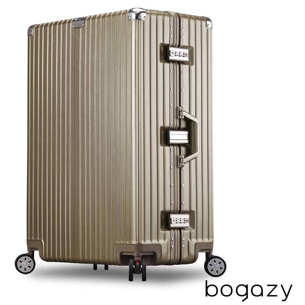 Bogazy 浪漫假期 29吋PC拉絲紋避震輪鋁框行李箱 (香檳金)