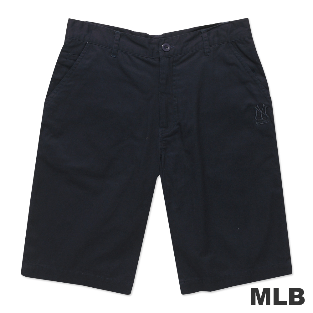 MLB-紐約洋基隊LOGO休閒水洗短褲-深藍(男)