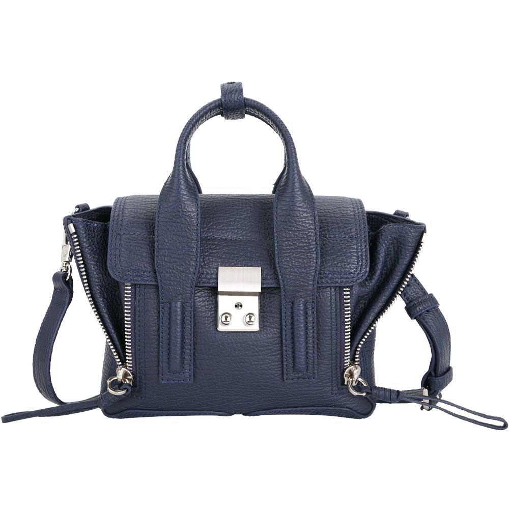 3.1 Phillip Lim Pashli 銀釦牛皮兩用提包(Mini/深藍色)