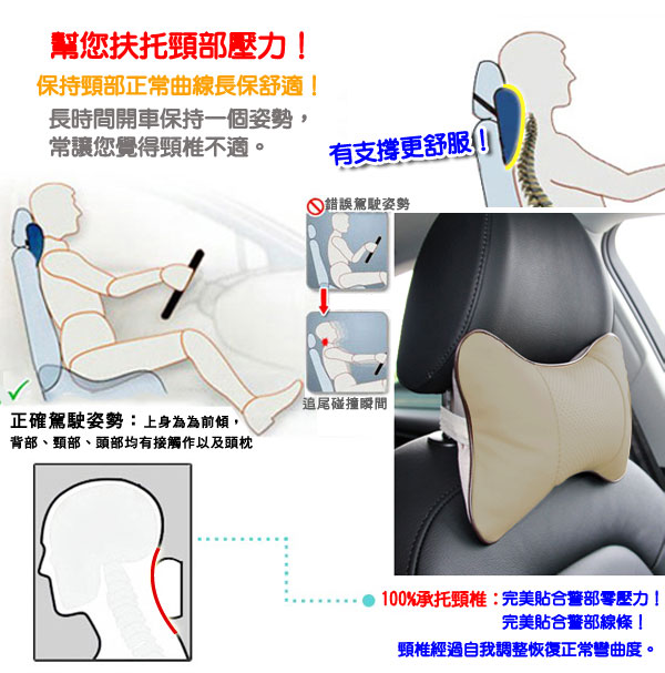 高彈性汽車透氣支撐頸枕/頭枕/靠枕 2組入 (4顆 / 組) 4色可選