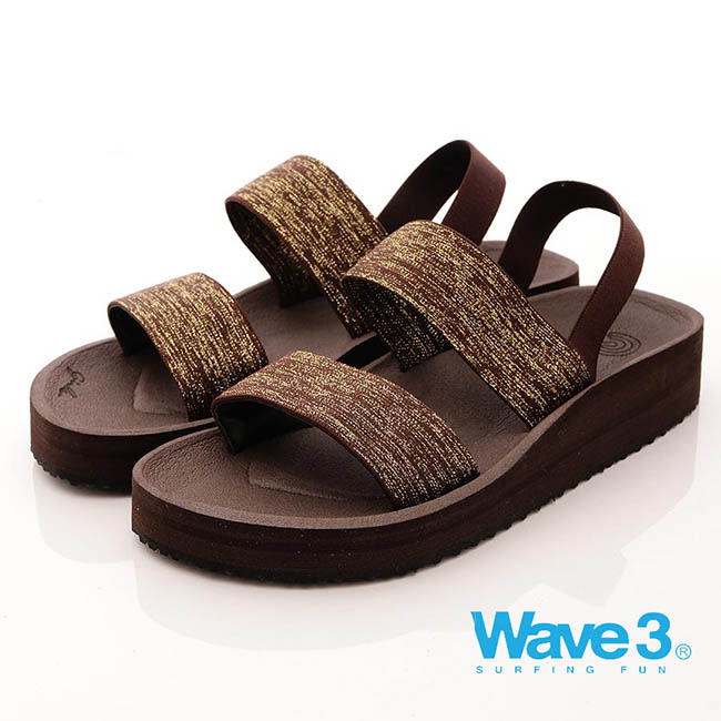 【WAVE3女款】台灣製金蔥厚底涼鞋-咖(17206302)
