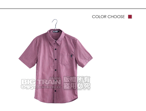 【BIG TRAIN】基本款紅藍細條短袖襯衫