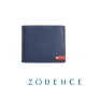 ZODENCE MAN義大利牛皮系列紅底配色LOGO三折短夾 藍 product thumbnail 1