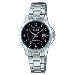 CASIO 經典復古簡約巧小指針日期腕錶-黑色(LTP-V004D-1B)/31mm