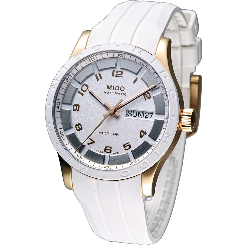 【MIDO 美度】官方授權經銷商M2 Multifort 系列機械腕錶-白x玫塊金/38mm