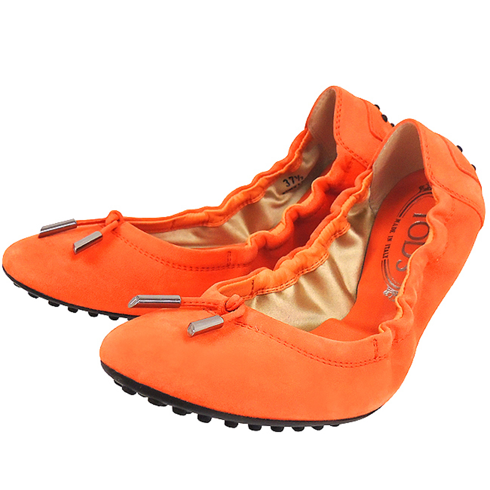 TODS 麂皮弧形豆豆芭蕾舞鞋(橘色)