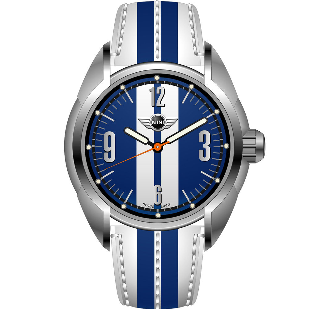 MINI Swiss Watches  休閒運動腕錶-白+藍/38mm