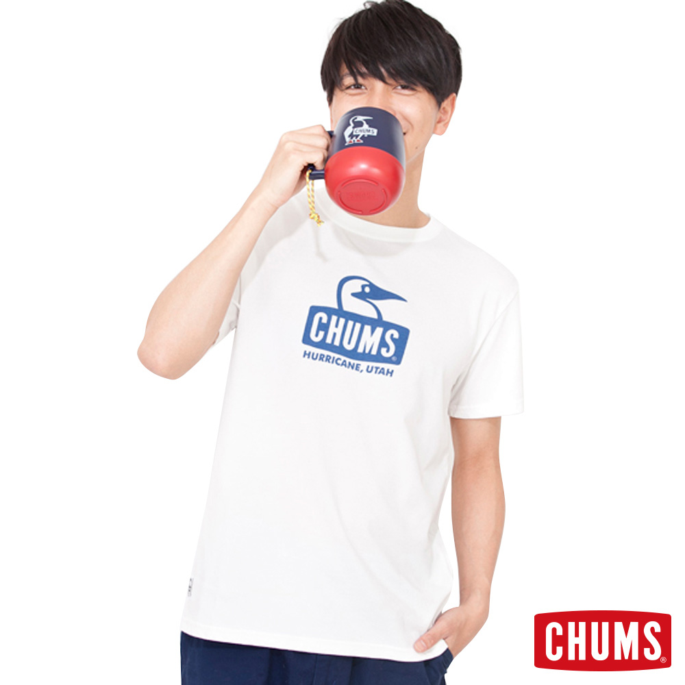 CHUMS 男 Booby Face Tech 短袖T-Shirt 白