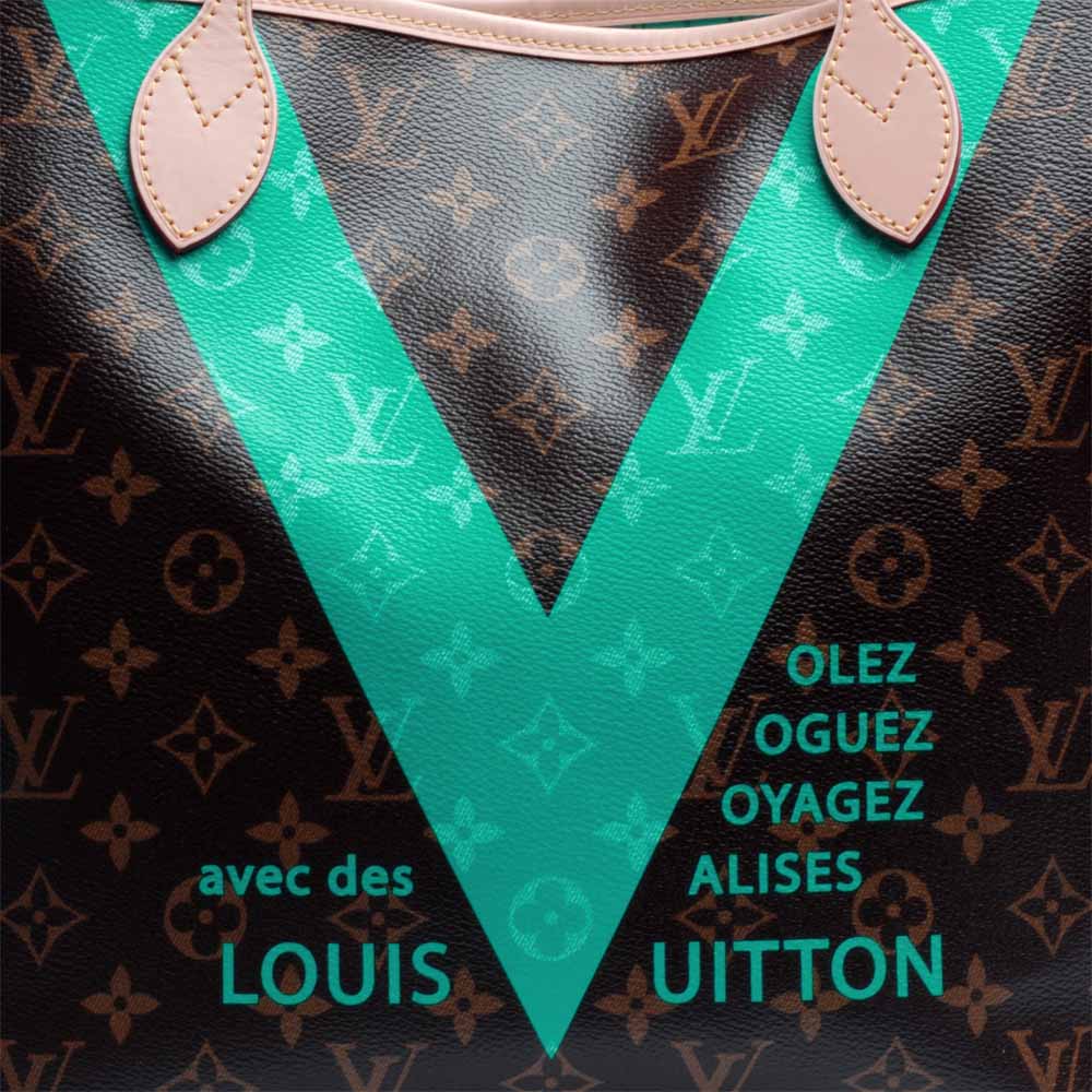 louis vuitton neverfull mm monogram v turquoise m41601 handbag