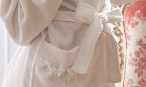羅絲美睡衣 - 暖暖俏佳人溫暖洋裝睡袍 (清澈白)