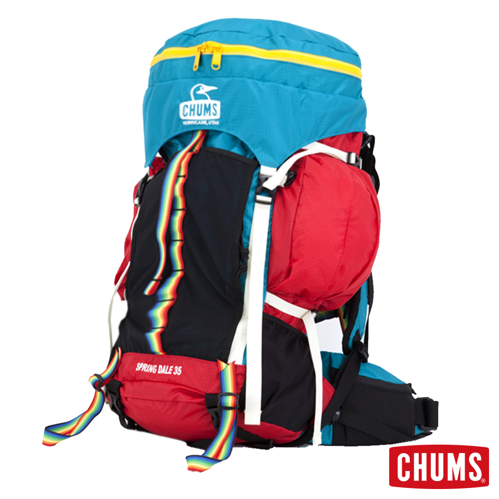 CHUMS 日本Spring Dale 35L 登山背包附雨罩藍綠/紅| 運動/登山包 