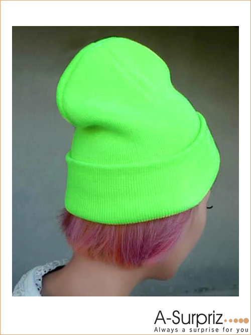 A-Surpriz 個性潮流螢光色系針織帽(螢光綠)