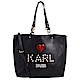 KARL LAGERFELD R-SHUGG珍珠立體LOGO亮片愛心軟皮革肩背/斜背包-黑 product thumbnail 1