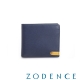 ZODENCE MAN 義大利牛皮系列低調配色LOGO三折短夾 藍 product thumbnail 1