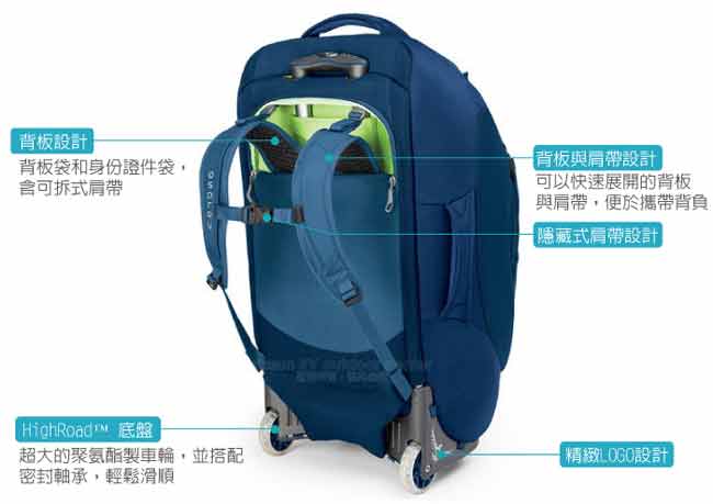 【OSPREY】Meridian 28吋75L 巔峰 可背可拖豪華型兩用旅行箱_金屬灰