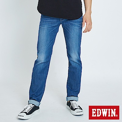 EDWIN EDGE LINE 剪接後袋直筒牛仔褲 -男-石洗綠